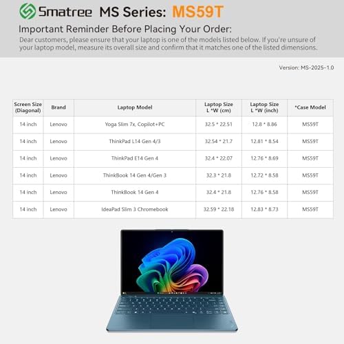 Smatree MS59T Hard EVA Case with Stand for 14" Lenovo 14e Chromebook Gen 2