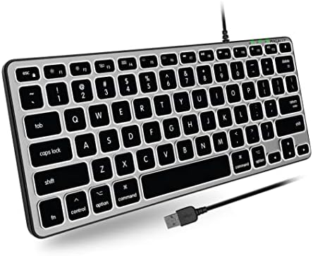Macally Backlit Wired Keyboard for Mac | Compatible Apple Keyboard (Small and Compact) Comfortable All Day Typing USB Keyboard for MacBook Pro/Air, iMac, Mac mini/Pro (Space Grey)