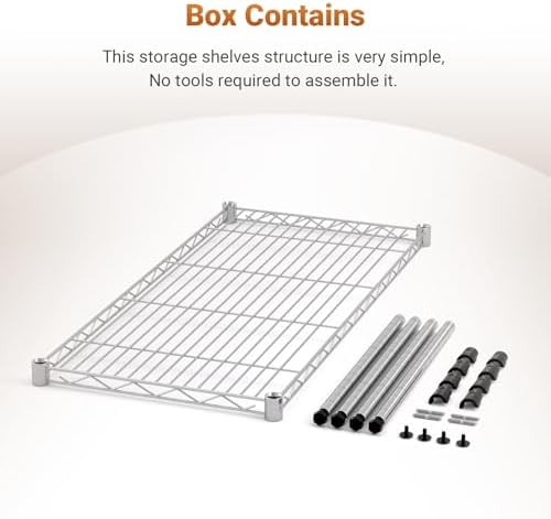 Simple Deluxe 1-Tier Shelving Units, 29.92" W x 13.78" D x 14.96" H Steel Wire Rack Storage Shelving Organizer, Chrome