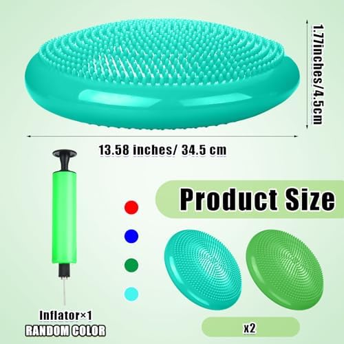 Silipull 2 Pcs Wiggle Seat Inflated Wobble Cushion Flexible Balance Disc with Air Pump for Core Stability Strengthening Improving Posture Physical Exercise