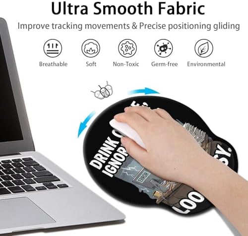 Britimes Ergonomic Mouse Pad with Wrist Support, Dog Coffee