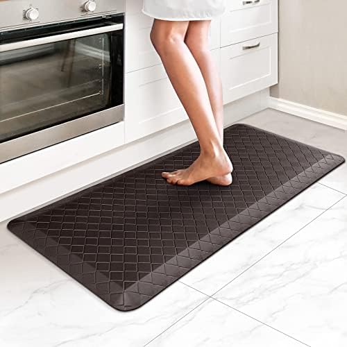 HappyTrends Kitchen Floor Mat - 4/5 Inch Thick Anti-Fatigue Kitchen Rug,Waterproof Non-Slip Kitchen Mats and Rugs Heavy Duty Ergonomic Comfort Rug for Kitchen,Office,Sink(17.3" x 39", Chocolate)