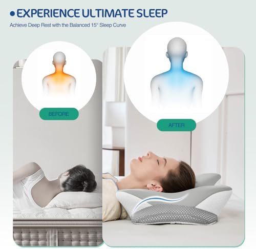 JOYENERGY Ergonomic Memory Foam Cervical Pillow for Neck and Shoulder Pain