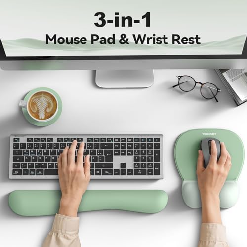 TECKNET Gel Ergonomic Mouse Pad & Keyboard Wrist Rest & Coaster