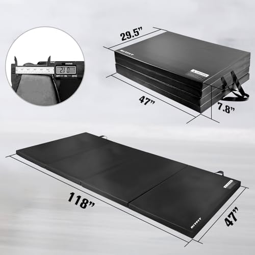 RitFit Upgraded Folding Exercise Mat, 2 Inch Thick Gymnastics Mat