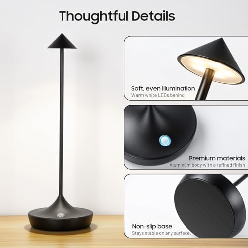 2 Pack Cordless Table Lamp, Rechargeable 6000mAh Battery Table Light