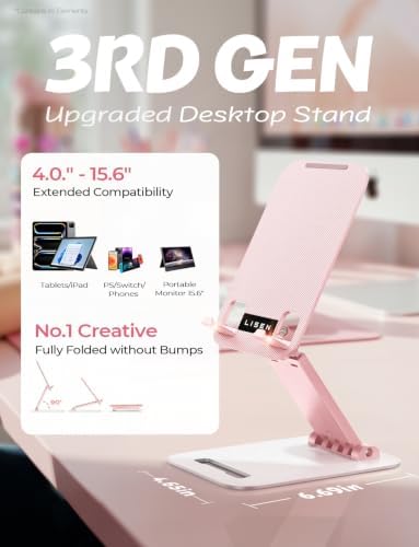 LISEN for iPad Stand Adjustable Tablet Holder Desk, iPad Accessories Pink