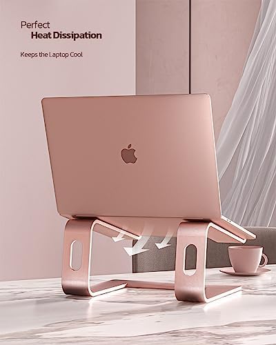 Nulaxy Full Aluminum Laptop Stand, Stable Support to 22 lbs, Rose Gold