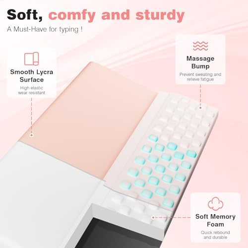 Ospelelf Keyboard Wrist Rest, Ergonomic Memory Foam Wrist Support for Typing & Gaming, Tilted Keyboard Pad, Aesthetic Desk Accessories for Office, Relief for Carpal Tunnel & Wrist Pain, Pink White