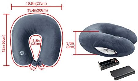 Hooshing Vibrating Neck Pillow Portable Travel Neck Pillow Massage, Black