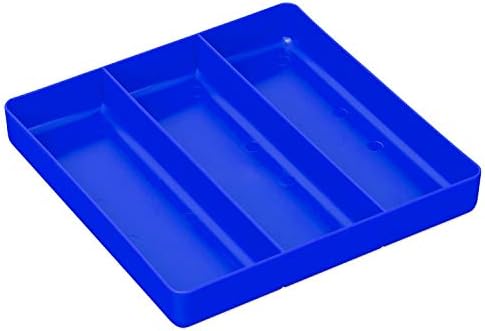 Ernst Manufacturing Toolchest Tray: Stackable Garage Organizer Tray in Blue with 3 Compartments - For Trades, Mechanics, Electricians, Plumbers, Household Use, Hobbies - Heavy Duty - Made in the USA