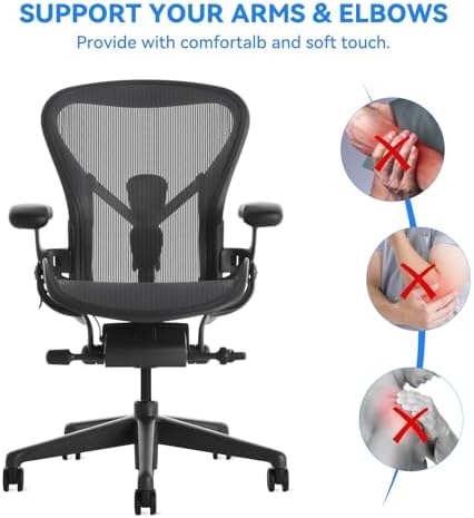 Chair Armrest Replacement for Herman Miller Classic Aeron Chair - Office Chair Arm Pads Replacement Black-1 Pair