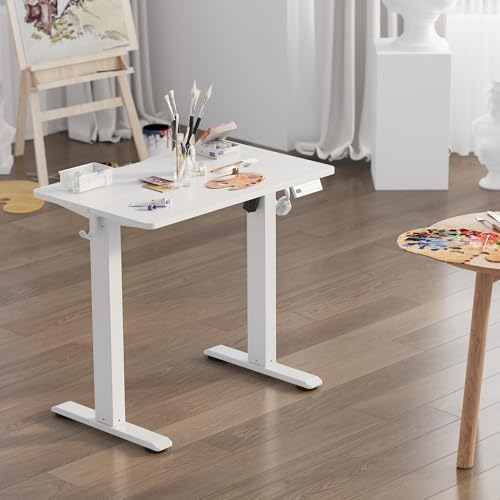 YDN Electric Standing Desk, 32x19 Inch, White
