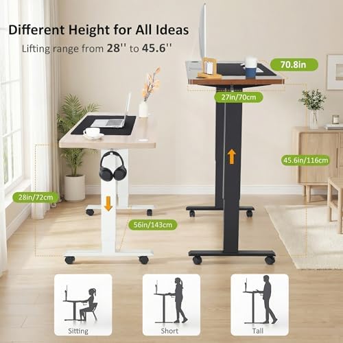 farexon 71x28 Inch Electric Standing Desk with Mouse Pad, Oak Gray