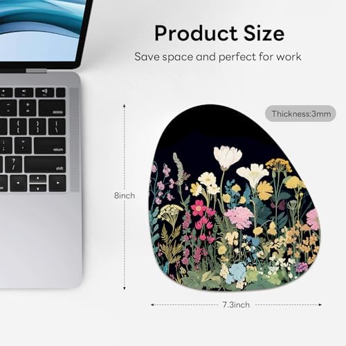 Water Drop Mouse Pad 7.3x8in Non-Slip for Laptop, Wildflowers