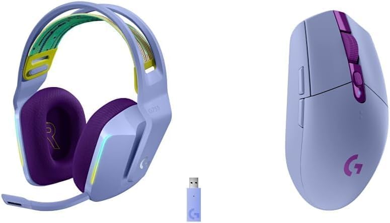 Logitech G305 Lightspeed Wireless Gaming Mouse + G733 Lightspeed Wireless Gaming Headset Bundle - Lilac