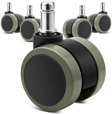 Mellewell 2" Office Chair Wheels, Caster Replacement, Gray Green, 5 PCS