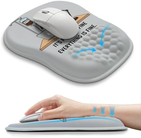 Hokafenle Ergonomic Wrist-Hugging Mouse Pad Wrist Support, U-Shaped Holding Wrist Rest Mousepad for Carpal Tunnel Pain Relief with Cushioned Memory Foam Slope Massage Bulge (10.2x8.3 in,It is fine)