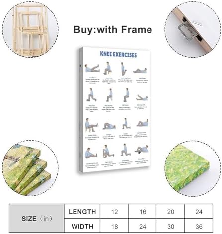 Knee Exercises Chart Exercise Charts Senior Workout Routines Home Workout Plan Knee Friendly Exercises Canvas Poster Bedroom Decor Room Decor Frame 12x18inch