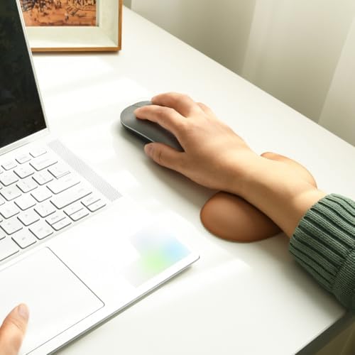 Ergonomic Mouse Wrist Rest Pad, Small Gel Mouse Keyboard Support Cushion Non-Slip Base, for Easy Typing and Wrist Pain Relief Office Computer, Laptop, PC Gaming (Brown)