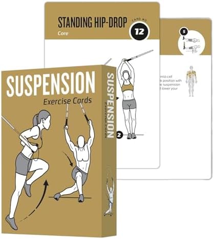 Suspension Workout Cards, 62 Exercises Cards Deck Large Size 5" x 3.5" Fitness Cards for Women & Men, Beginner Fitness Guide to Training Exercises at Home or Gym (Suspension, Vol 1)