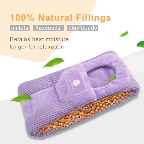 UNCN Long Heating Pad for Neck and Shoulders Back 33 x 5.9inches Microwavable Large Moist Heat Pack Warm Hot Compress Neck Wrap Weighted Bag Massage Reusable Herbal Nature Calming Portable