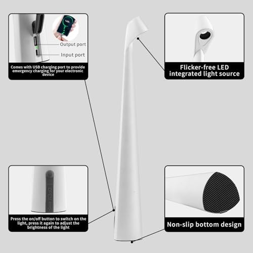HAPYGI Cordless Rechargeable Reading Metal Table Lamp, 3-Level Brightness