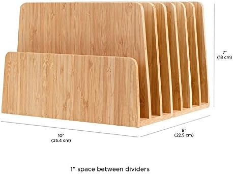 MobileVision Bamboo Desktop File Folder Organizer and Paper Tray, 7 Slots