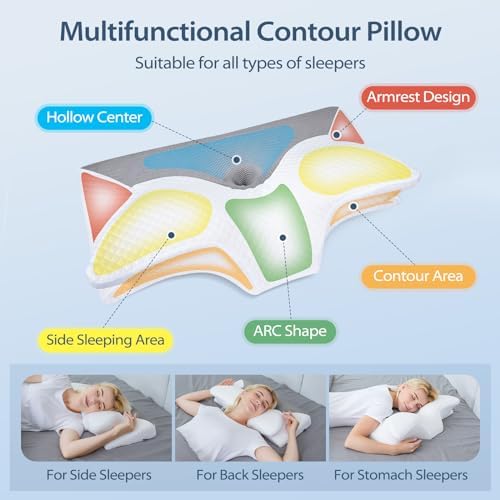 HOMCA Cervical Pillow, Ergonomic Memory Foam Neck Pillow for Pain Relief