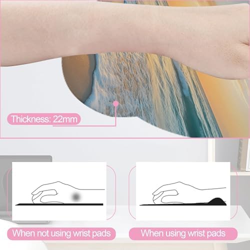 Beach Sunset Keyboard Wrist Rest Pad and Mouse Pad Wrist Support Set,3-in-1 Ergonomic Mouse Pad with Non-Slip Rubber Base for Home Office Game Computers Desk,