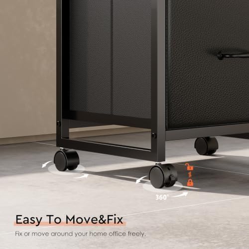 Maihail 3 Drawer File Cabinet on Wheels Fits A4 Size for Home Office