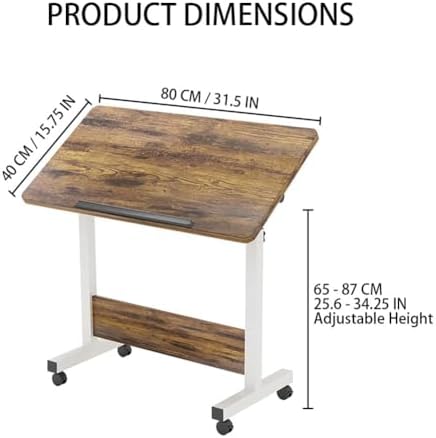 Takywep Adjustable Height Rolling Standing Desk, Mobile Foldable Sit Stand Workstation with Wheels for Laptop, Small Space Home Office Computer Table