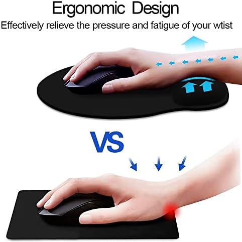 DOOKE Ergonomic Mouse Pad with Wrist Support,Wrist Pad with Coaster Non-Slip Rubber Base for Computer,Laptop,Home Office Gaming,Working,Easy Typing & Pain Relief,Black