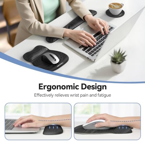 TECKNET Gel Ergonomic Mouse Pad & Keyboard Wrist Rest & Coaster