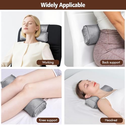 WdFour Velvet Neck & Head Pillow for Recliner Chair, Small Ergonomic Cervical Support Pillow for Home, Office and Travel, Non-Slip Cushion for Tension Relief & Shoulder Comfort (Light Gray)