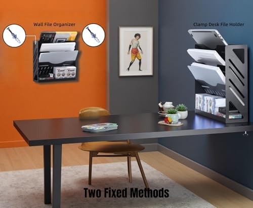 CanKing Metal File Organizer 4-Tier Clamp Desk and Wall Mount