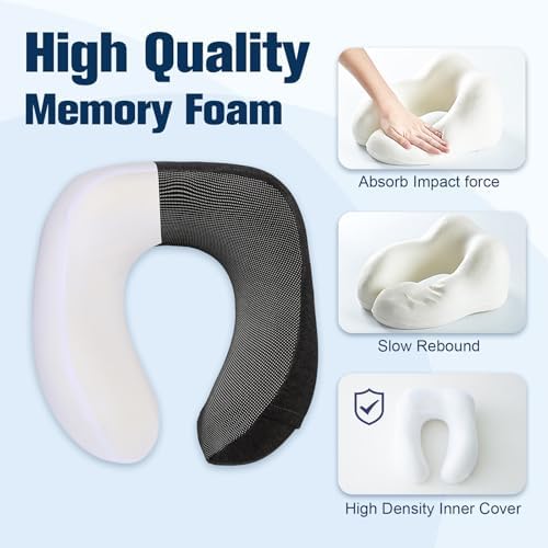 Cirorld Neck Pillow for Traveling, Travel Pillows for Airplanes Snow Black