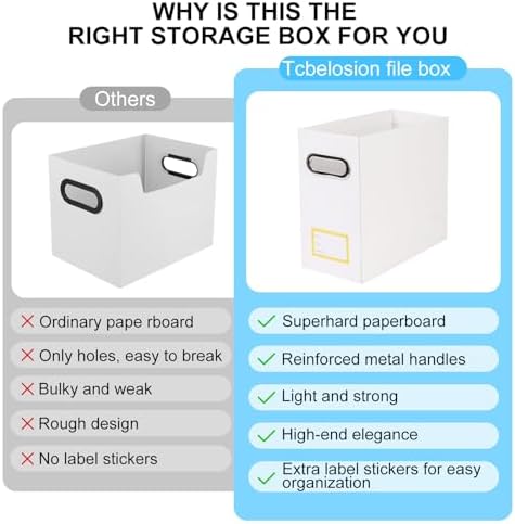 Collapsible File Organizer Box with Handle,12.20x5.11x9.84Inches, Filing Organizer for Home or Office, Small Portable File Box (6 Packs, White-Yellow)