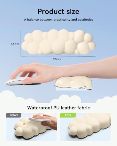Laborio Elbow Pad for Desk, 2-Pack Cloud Elbow Rest(Beige), Edge Arm Rest