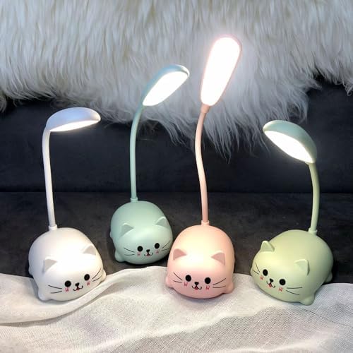 Neioaas LED Desk Lamp for Kids,Cute Cat Lamp USB Rechargeable Reading Light