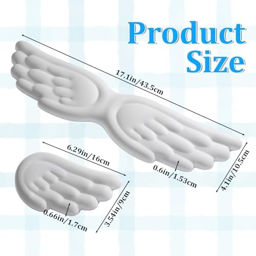 Angel Wing Wrist Rest Set of 2, Cloud Keyboard Mouse Wrist Support Ergonomic Memory Foam Cushion Hand Support Computer Palm Rest Anti-Slip Waterproof Cute for Laptop Gaming Home Office