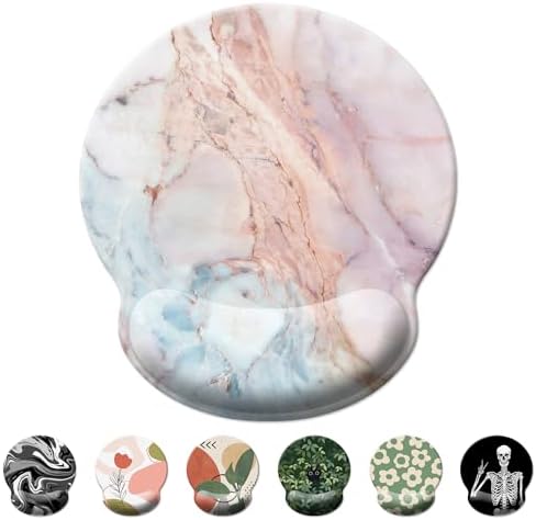 Mouse Pad Wrist Support,Ergonomic Mouse Pad with Wrist Rest,Comfortable Mousepad with Smooth Wrist Rest,Pain Relief Mouse Pads for Non-Slip Base,Computer,Laptop,Office & Home(Pink Marble)