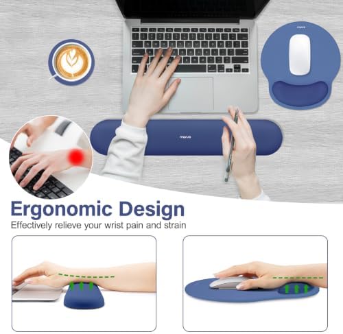 MOSISO Wrist Rest Support for Mouse Pad&Keyboard Set, Royal Blue