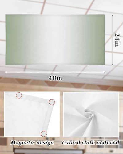 Sage Green Magnetic Fluorescent Light Covers for Ceiling Lights 2 x 4 Feet,White Contemporary Minimalist Geometric Office Classroom Kitchen Drop Ceiling Light Covers Lighting Filters Shade 4 Packs