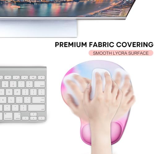JIKIOU Ergonomic Mouse Pad with Gel Wrist Rest 2Pack,Portable Small Rainbow