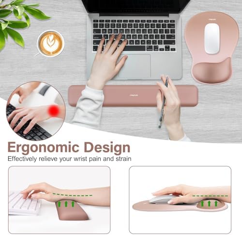 MOSISO Wrist Rest Support for Mouse Pad & Keyboard Set, Brown