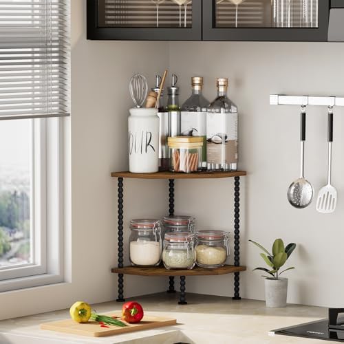 YINMIT Corner Shelf Stand, Standing Corner Display Shelf, 2 Tier