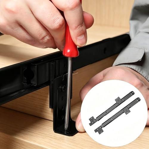 1 Pair of 14-inch Under-Desk Keyboard Tray Slide Rails, Adjustable Height Heavy-Duty Ball Bearing Keyboard mounting Rails for Under-Desk Keyboard Drawer Sliding Device