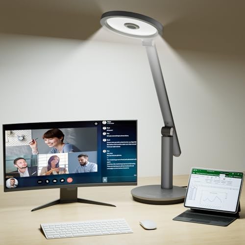 Honeywell H6 Desk Lamp for Home Office, Dimmable Reading Table Light, Gray