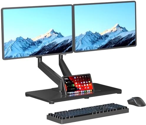 Pholiten Adjustable Dual Monitor Arms with Base for 17-32" Screens